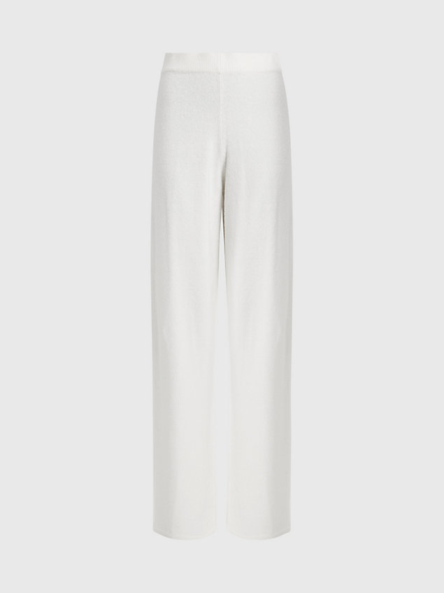 white soft knit lounge pants for women calvin klein