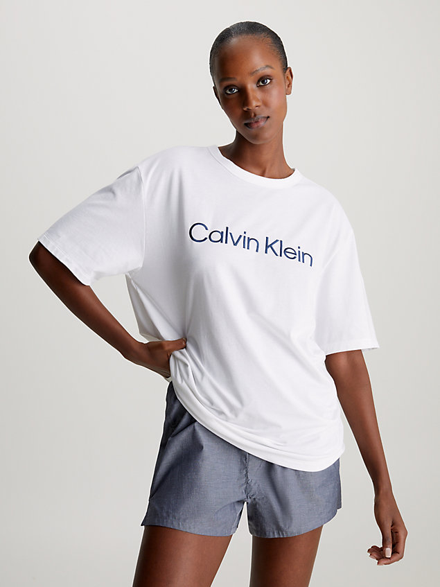 white pyjama top - pure cotton for women calvin klein