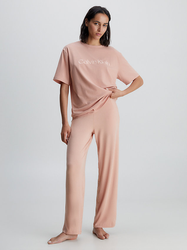 beige pyjama top - pure cotton for women calvin klein