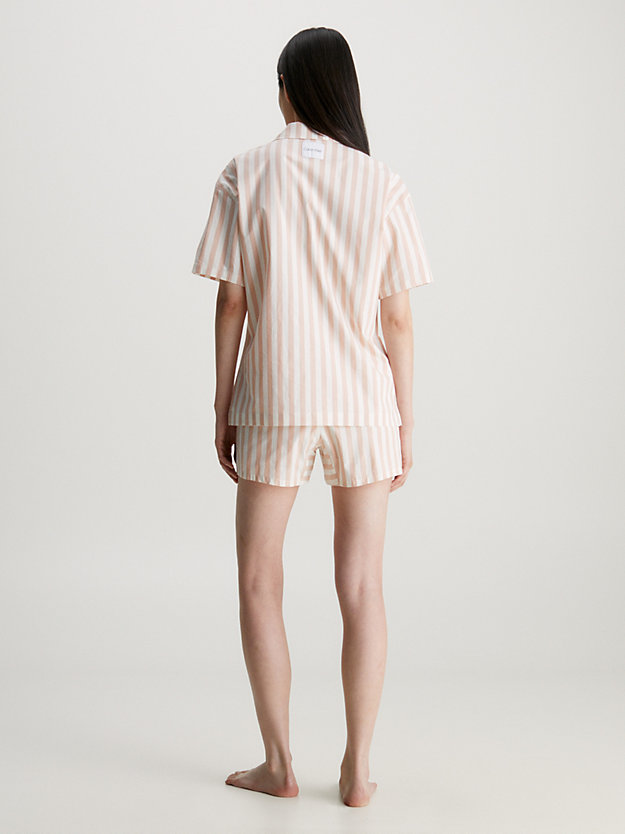 chambray stripe/ash rose shorts pyjama set - pure cotton for women calvin klein