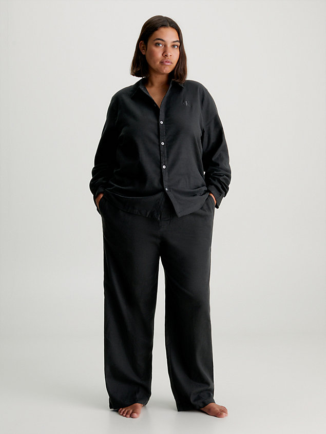 black flannel pyjama set for women calvin klein