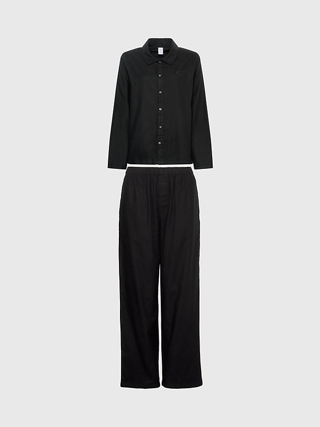 black flanellen pyjamaset voor dames - calvin klein
