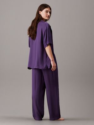 purple plumeria pyjama pants - pure sheen for women calvin klein