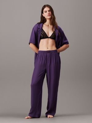 purple plumeria pyjama pants - pure sheen for women calvin klein