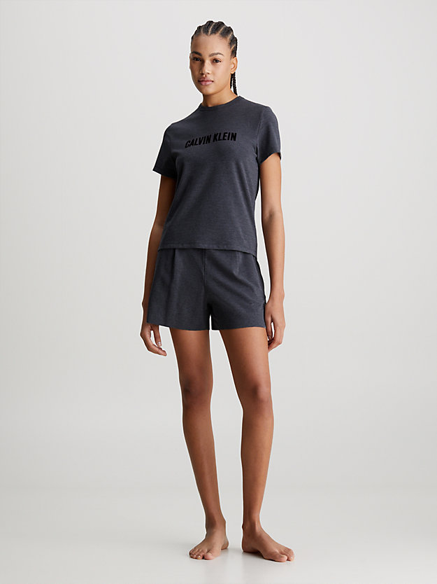 charcoal heather shorts pyjama set - intense power for women calvin klein