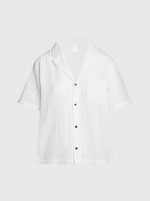 white pyjama top - pure textured for women calvin klein