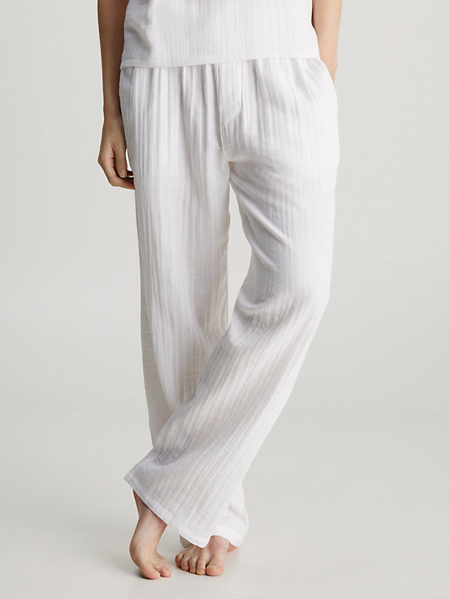 white pyjama pants - pure textured for women calvin klein