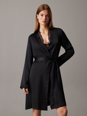 black silk and lace robe for women calvin klein