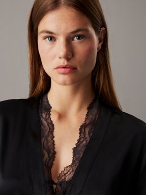 black silk and lace robe for women calvin klein