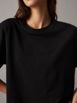 black cropped pyjama top - pure cotton for women calvin klein