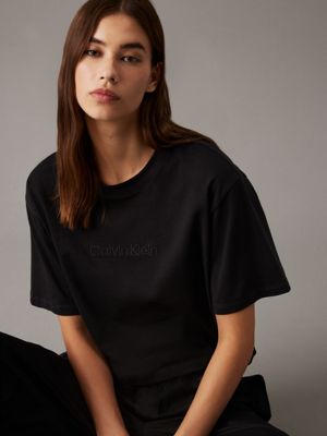 black cropped pyjama top - pure cotton for women calvin klein