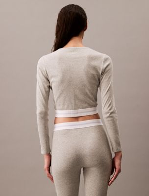 grey heather cropped lounge t-shirt - modern rib for women calvin klein