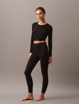 black cropped lounge t-shirt - modern rib for women calvin klein