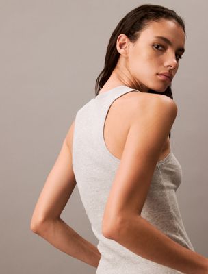 grey heather lounge tank top - modern rib for women calvin klein