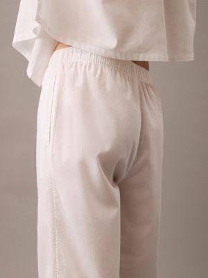 pantaloni pigiama in popeline di cotone white da donne calvin klein