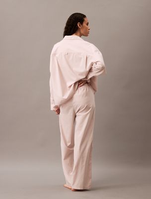 steady stripe_gray morn cotton poplin pyjama pants for women calvin klein