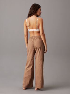 soft mocha cotton poplin pyjama pants for women calvin klein