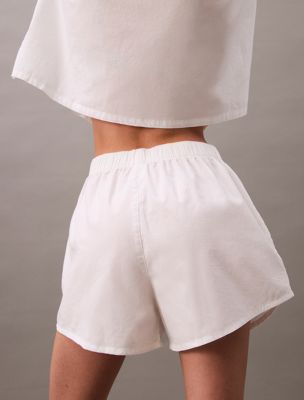 white cotton poplin pyjama shorts for women calvin klein