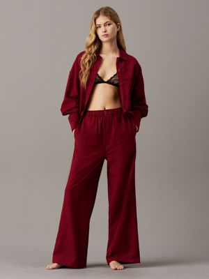 syrah plaid cotton flannel pyjama pants for women calvin klein