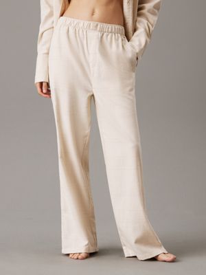 beige cotton flannel pyjama pants for women calvin klein