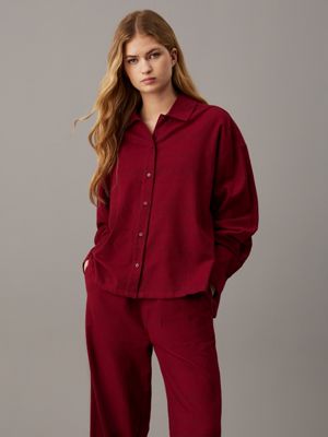 red cotton flannel pyjama top for women calvin klein