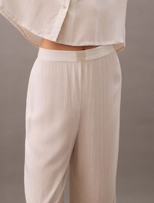 textured stripe pelican soft viscose pyjama pants for women calvin klein