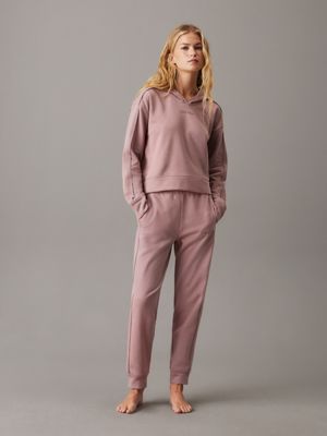 sweat à capuche d'intérieur en polaire et coton sand trap pour femmes calvin klein