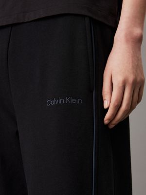 black cotton fleece lounge joggers for women calvin klein