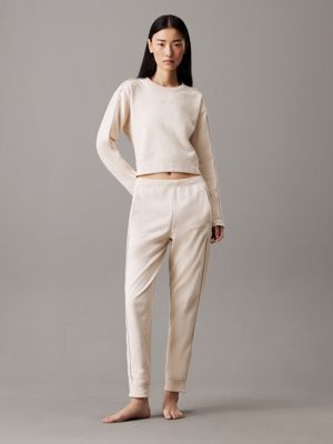 felpa lounge in felpa di cotone sandshell da donne calvin klein