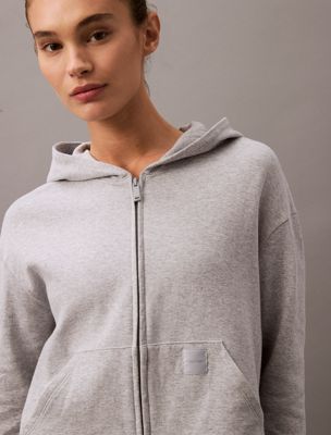 grey heather lounge zip up hoodie - modern terry for women calvin klein