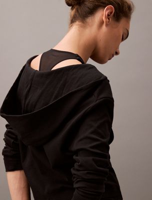 black lounge-reißverschluss-hoodie - modern terry für damen - calvin klein