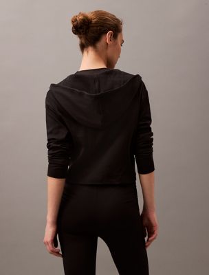 black lounge-reißverschluss-hoodie - modern terry für damen - calvin klein