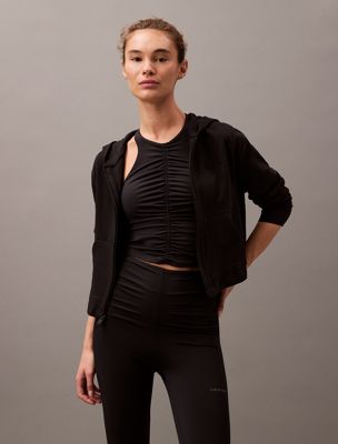 black lounge zip up hoodie - modern terry for women calvin klein