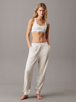 oatmeal heather lounge joggers - modern terry for women calvin klein