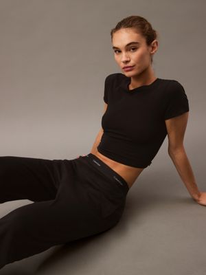 black lounge joggers - modern terry for women calvin klein