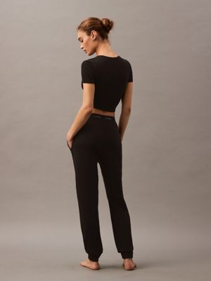 black lounge joggers - modern terry for women calvin klein