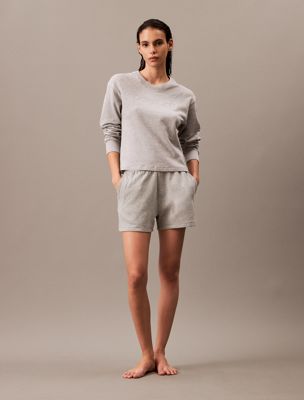 grey heather relaxed lounge sweatshirt - modern terry for women calvin klein