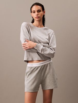 grey relaxed lounge sweatshirt - modern terry for women calvin klein