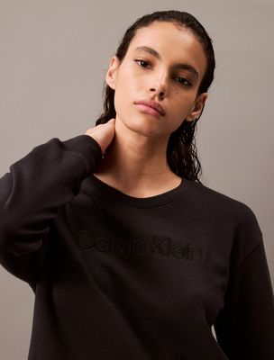 black relaxed lounge sweatshirt - modern terry for women calvin klein