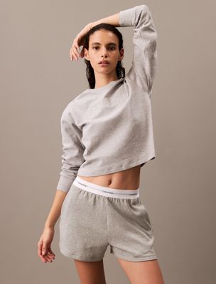 grey heather lounge shorts - modern terry for women calvin klein