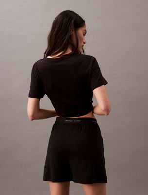 black lounge shorts - modern terry for women calvin klein