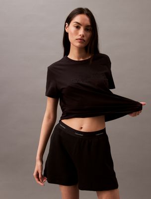 black lounge shorts - modern terry for women calvin klein