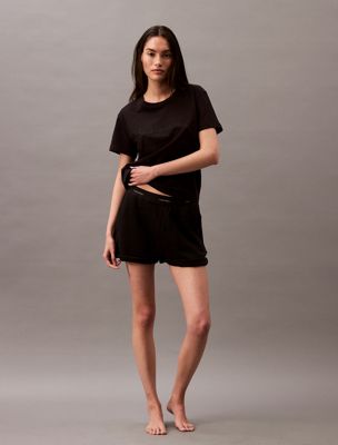 black lounge shorts - modern terry for women calvin klein