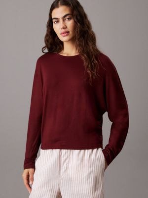 red lounge long sleeve t-shirt for women calvin klein