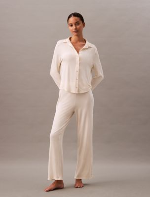 white pyjama pants - ultra soft modal for women calvin klein