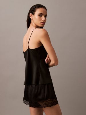 black satin pyjama shorts - ck instinct for women calvin klein