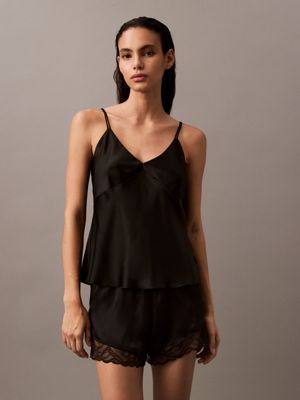 black satin pyjama shorts - ck instinct for women calvin klein