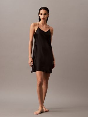 Black satin night dress sale