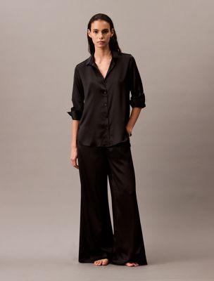 black satin pyjama top for women calvin klein