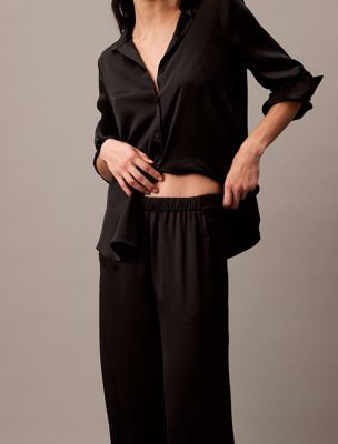 black satin pyjama pants for women calvin klein